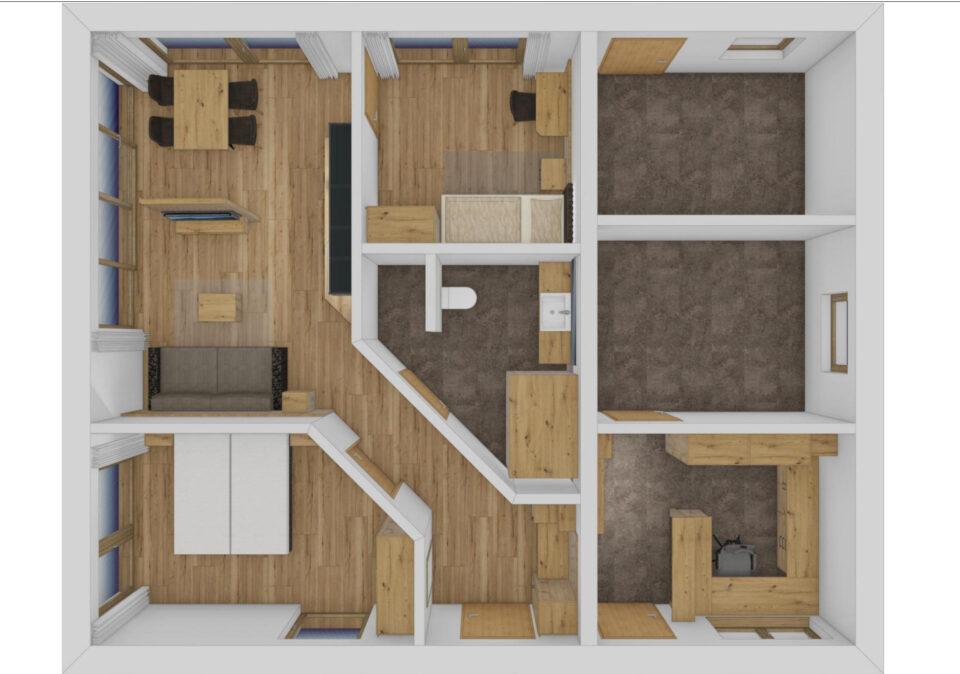 Detaillierter Grundriss mit Raumaufteilung der Ferienwohnung nahe Meran auf einen Blick
